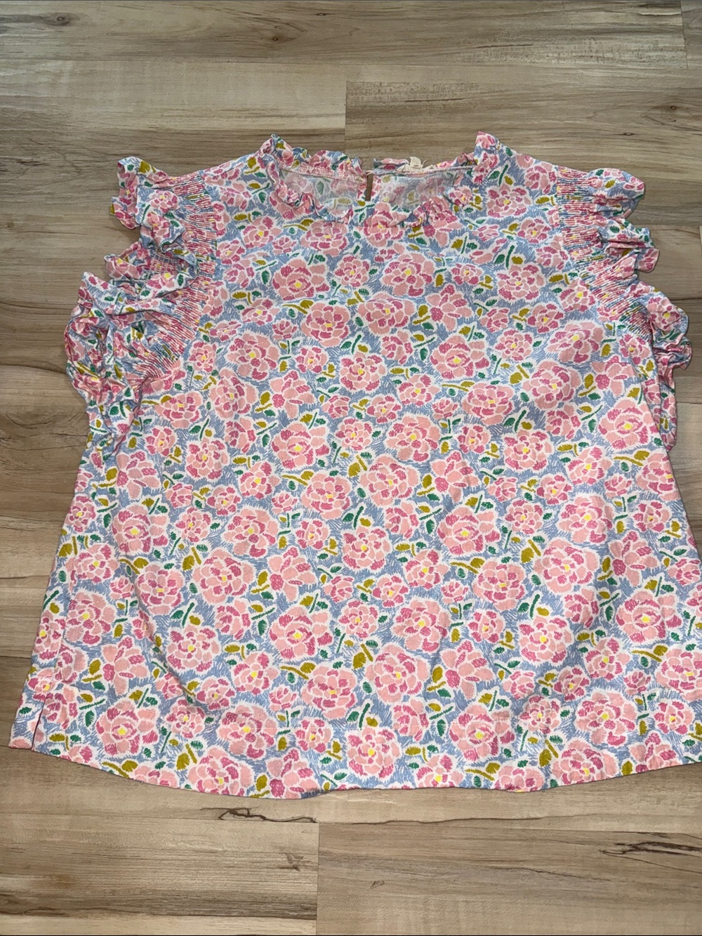 JODIFL Pink Floral Ruffle Sleeve Blouse